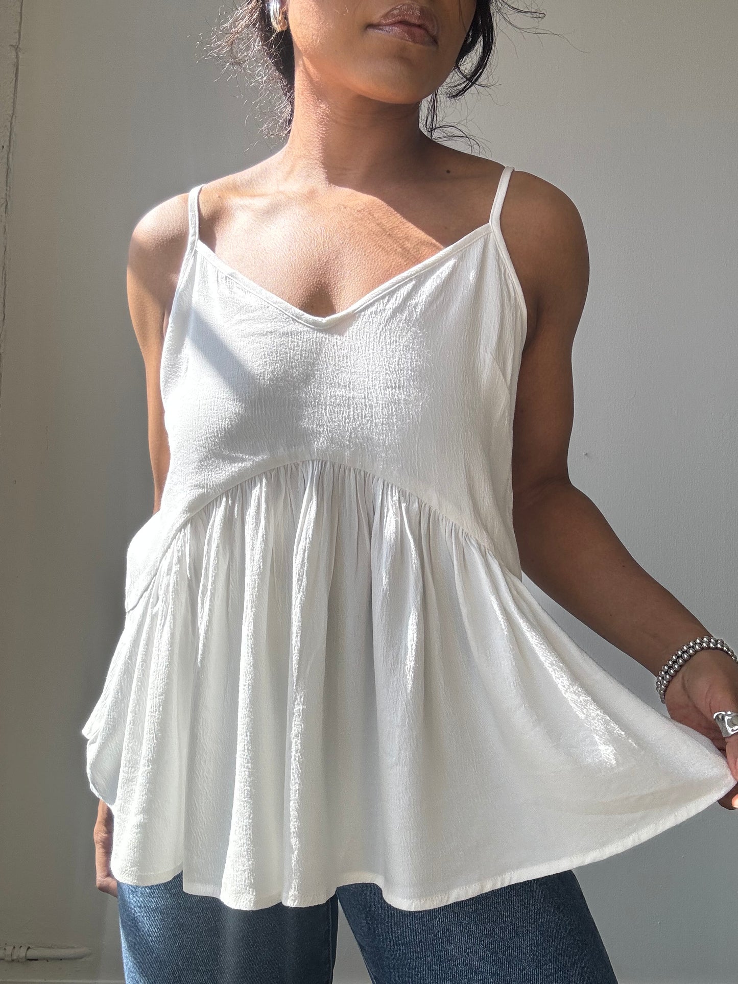 Sydney Cotton Open Back Cami In White