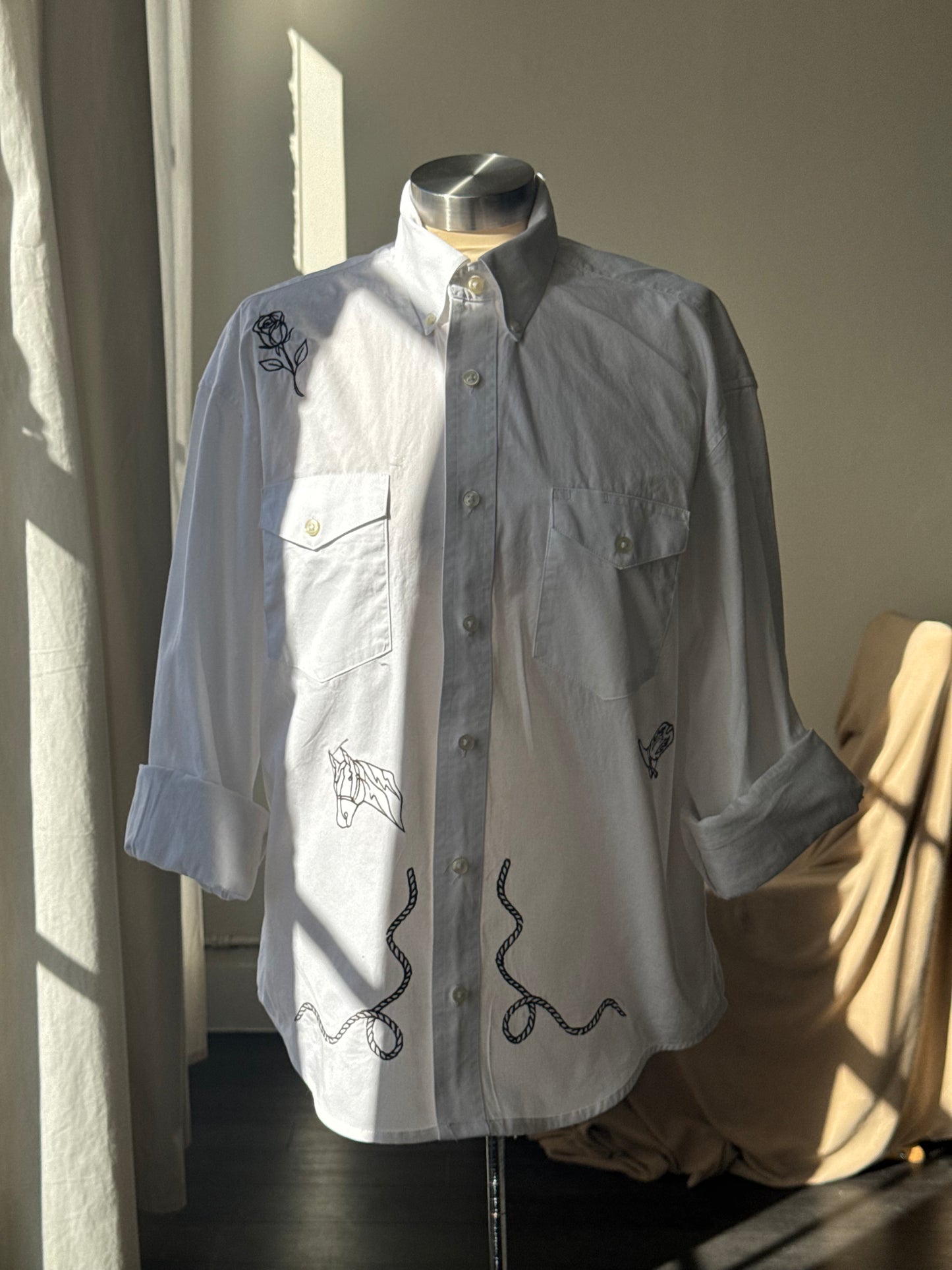 Jaxson Handcrafted Embroidered Button Down In Western Cut
