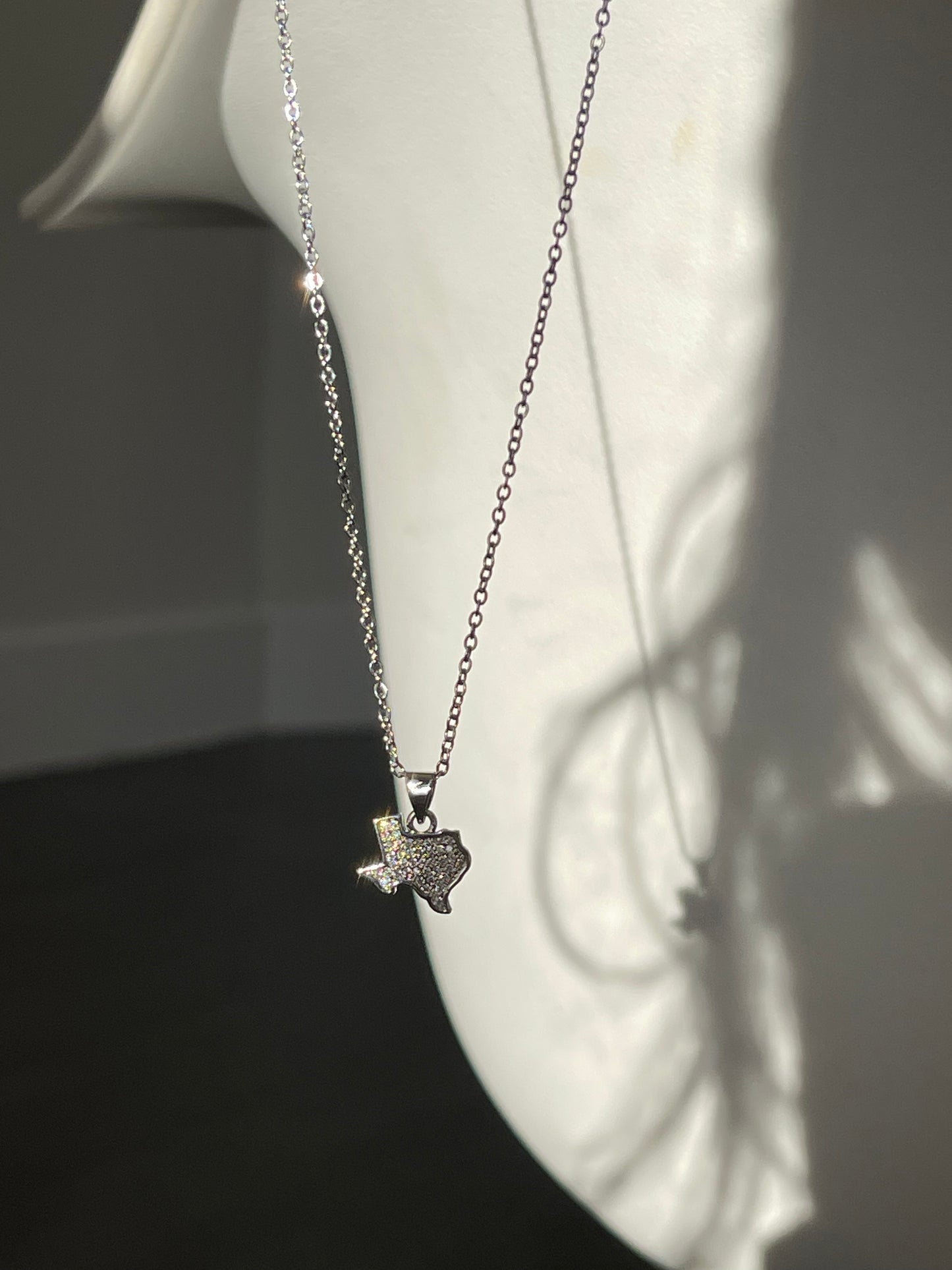 Crystal Stainless Steel Texas Charm Necklace In Silver