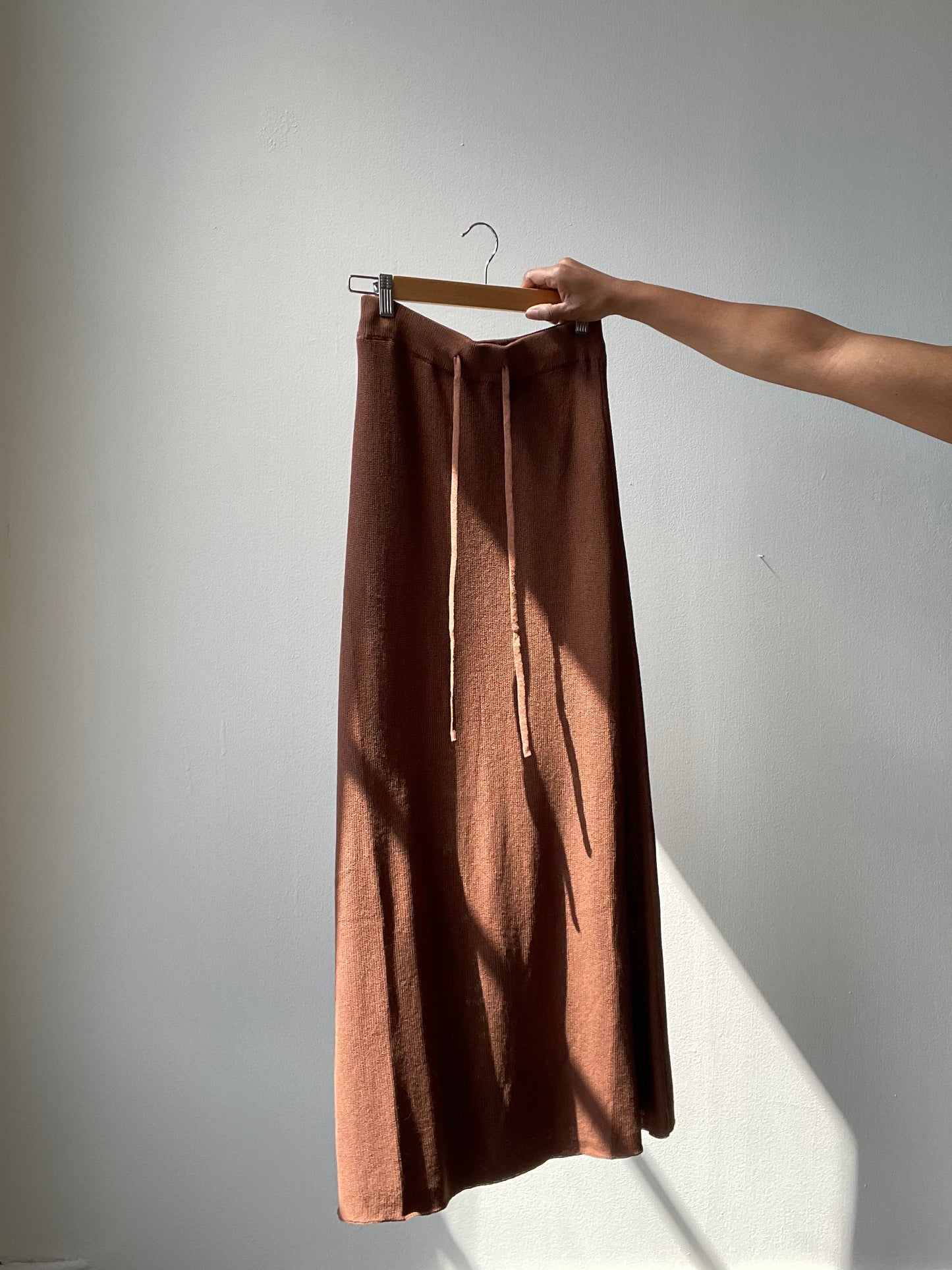 Audrey Knit Maxi Skirt In Chocolate Brown