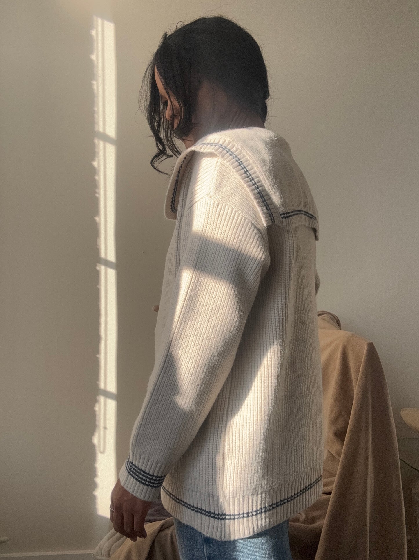 Caleb Nautical Knit Sweater In Taupe