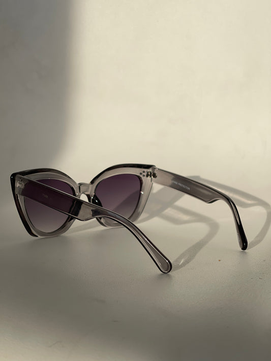 Charlie Triple Stud Cat Eye Sunglasses In Grey