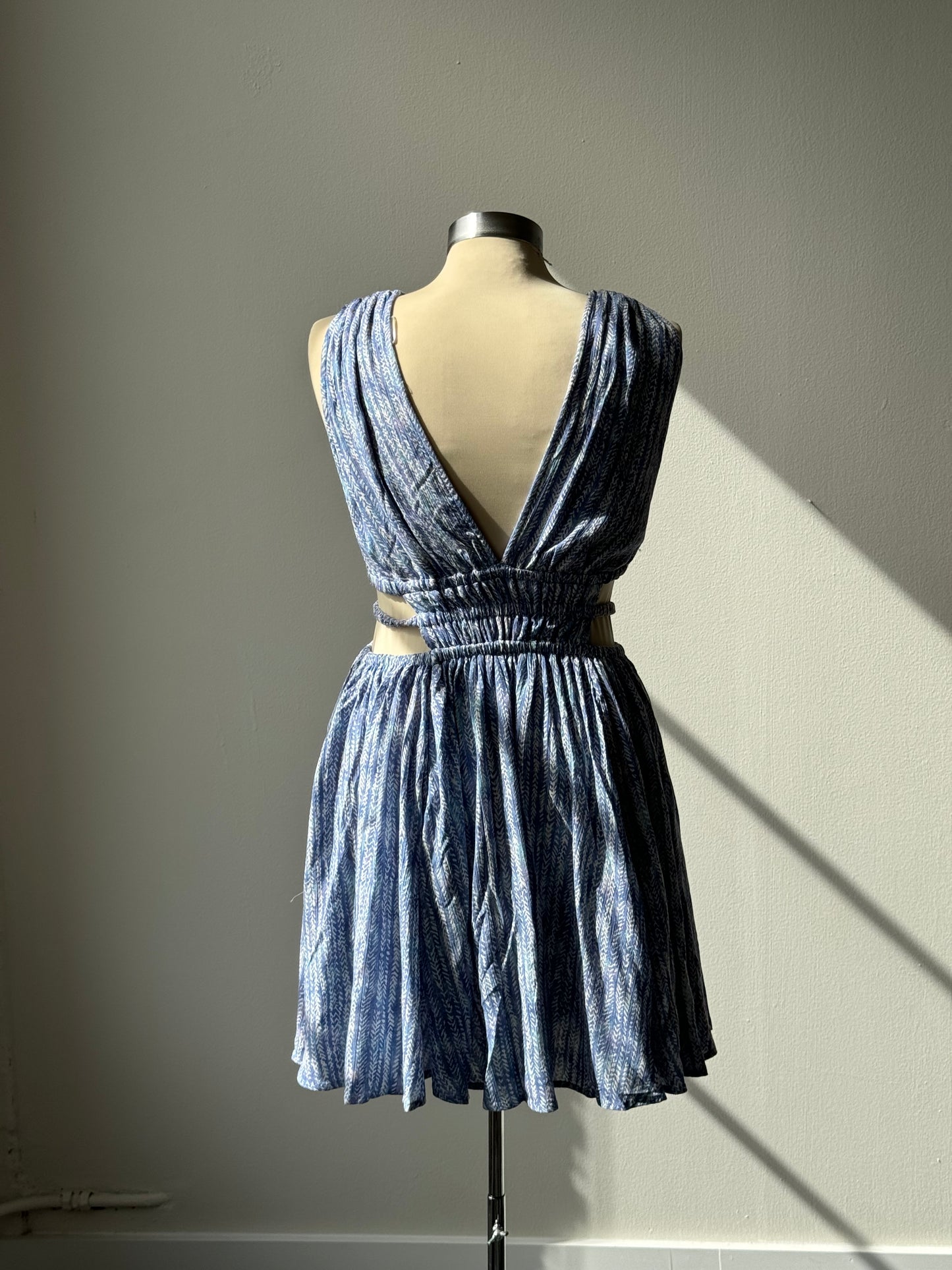 Nora Open Side Deep V Neck Dress In Ocean