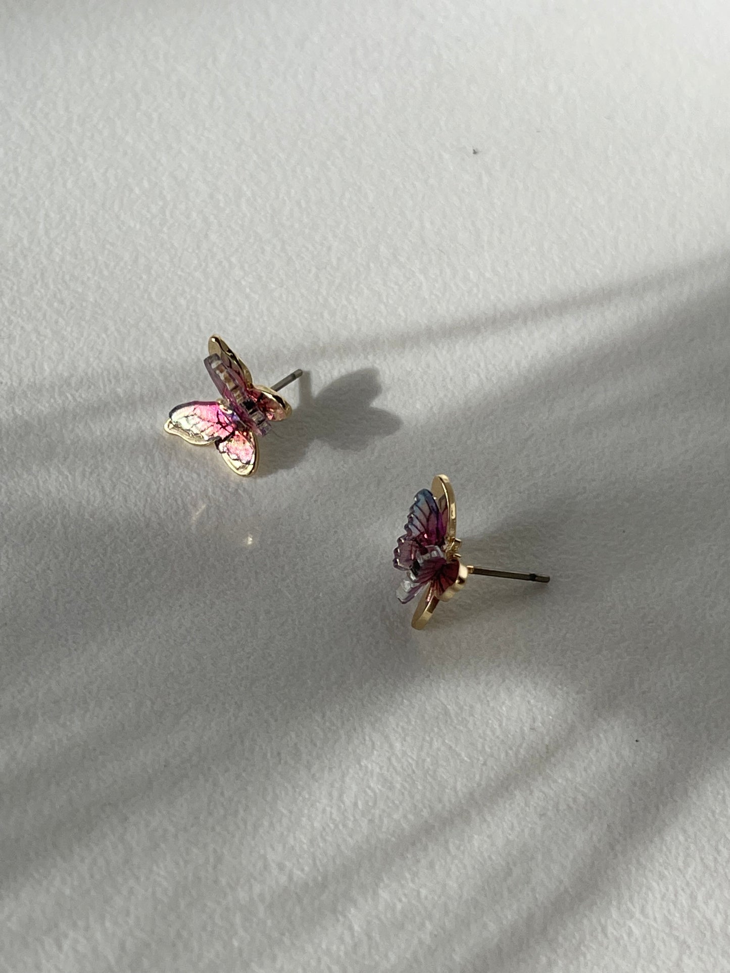 Bianca 3D Butterfly Stud Earring In Violet 