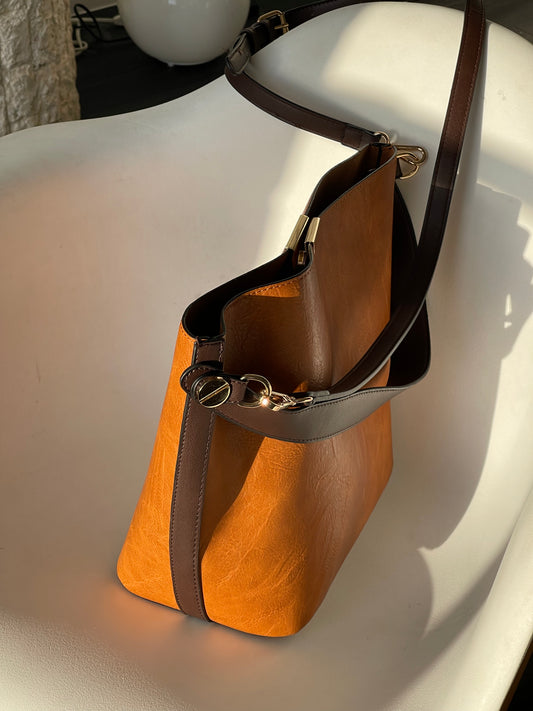 Bryan Utility Crossbody Vegan Leather Bag In Whiskey 