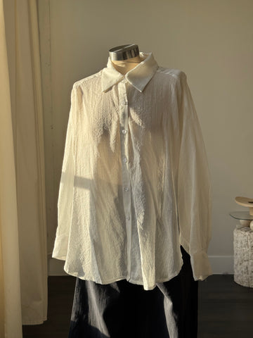 Riley Cotton Sheer Button Down In White