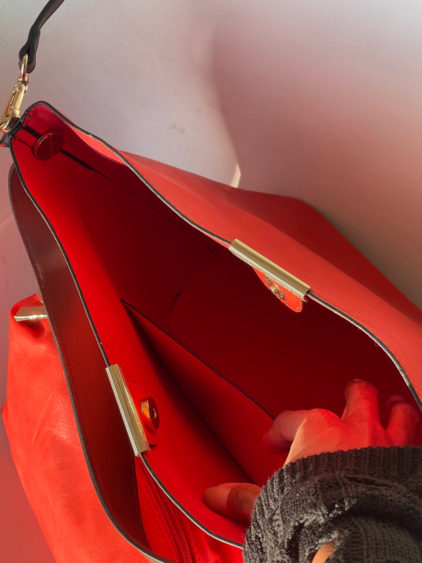 Bryan Utility Crossbody Vegan Leather Bag In Tomato