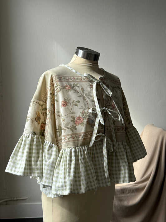 Joycie Vintage Handcrafted Gingham Ruffle Top