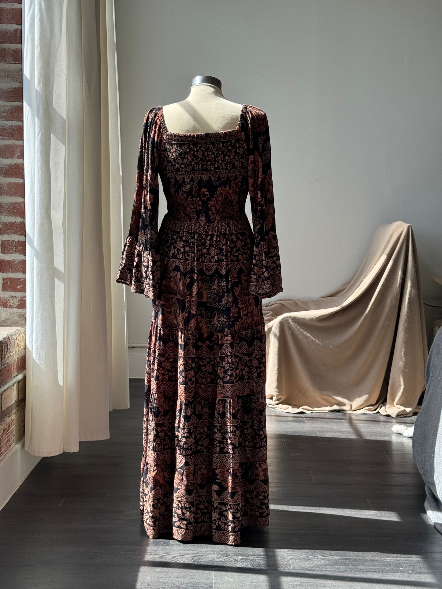 Denise Floral Maxi Dress In Fall