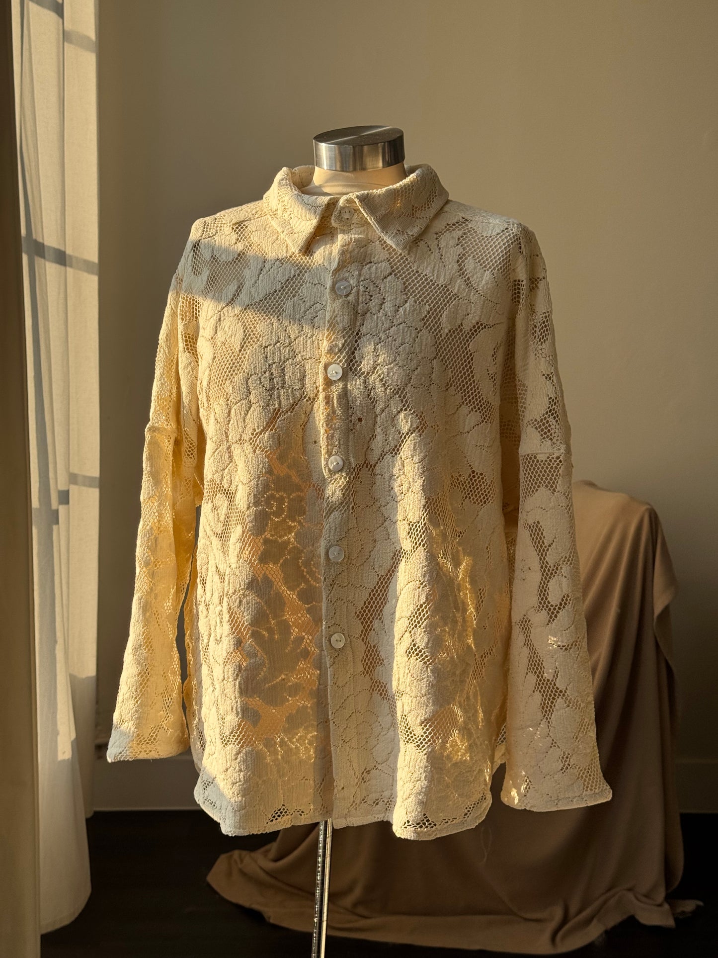 Ladell Handcrafted Vintage Shacket In Vanilla