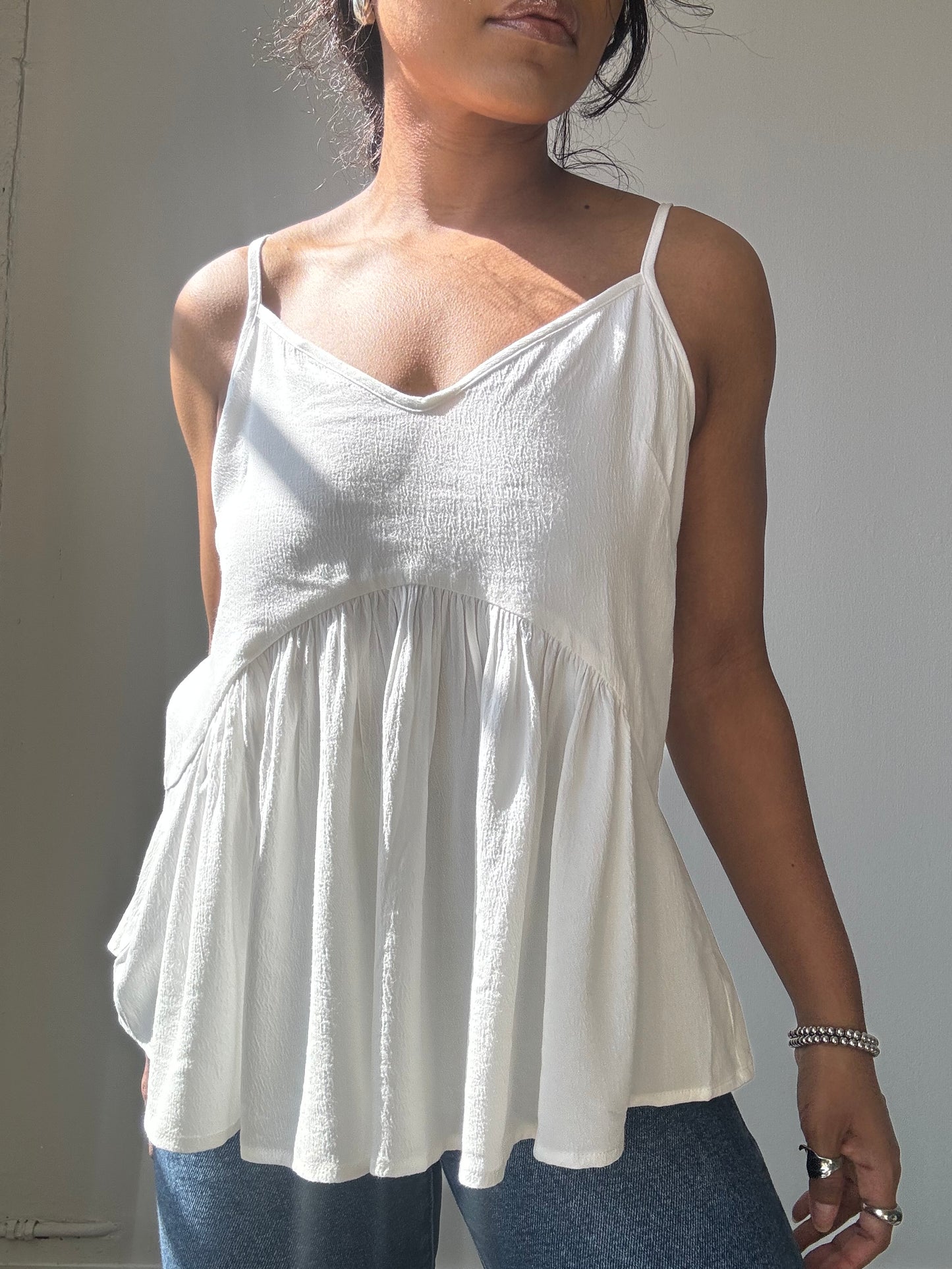 Sydney Cotton Open Back Cami In White