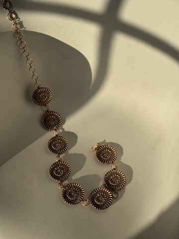 Henry Classic Metal Chain Belt In Antique Gold