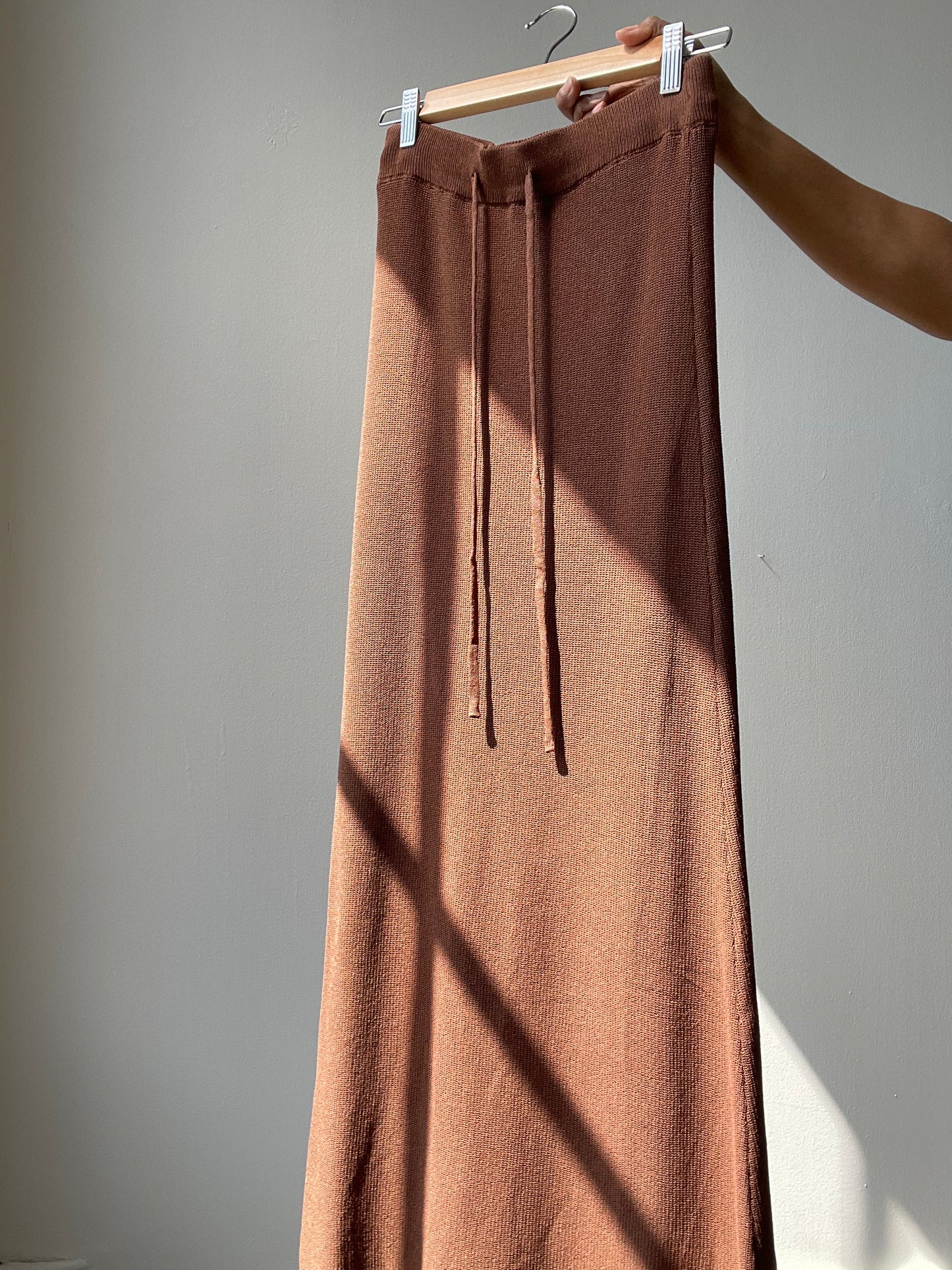 Audrey Knit Maxi Skirt In Chocolate Brown