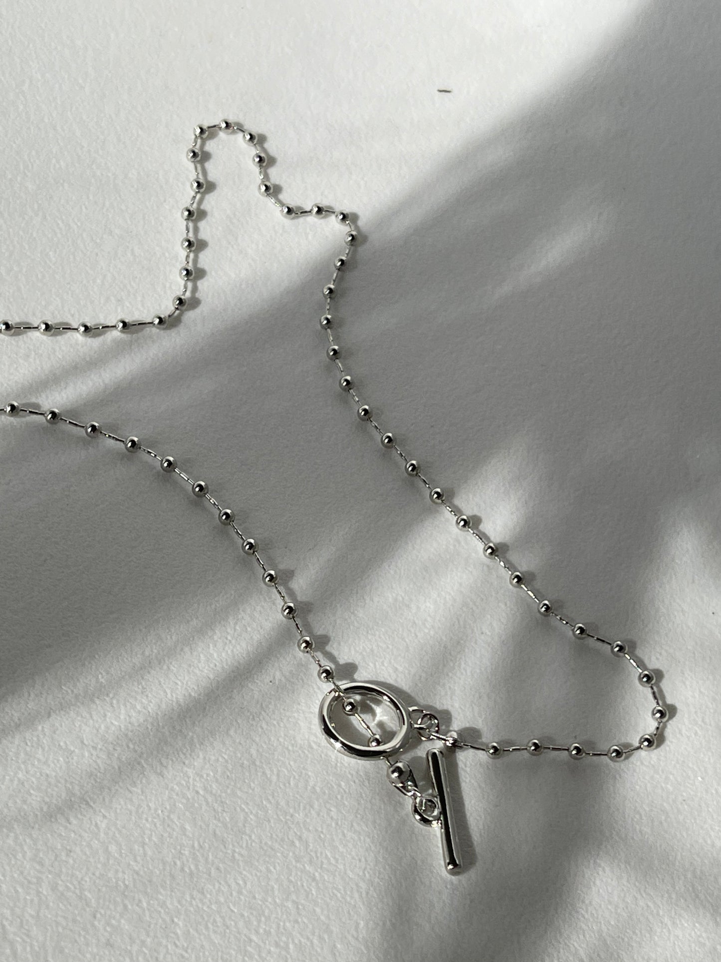 Tarry 14K White Gold Dipped Toggle Bead Necklace In Silver