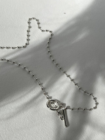 Tarry 14K White Gold Dipped Toggle Bead Necklace In Silver