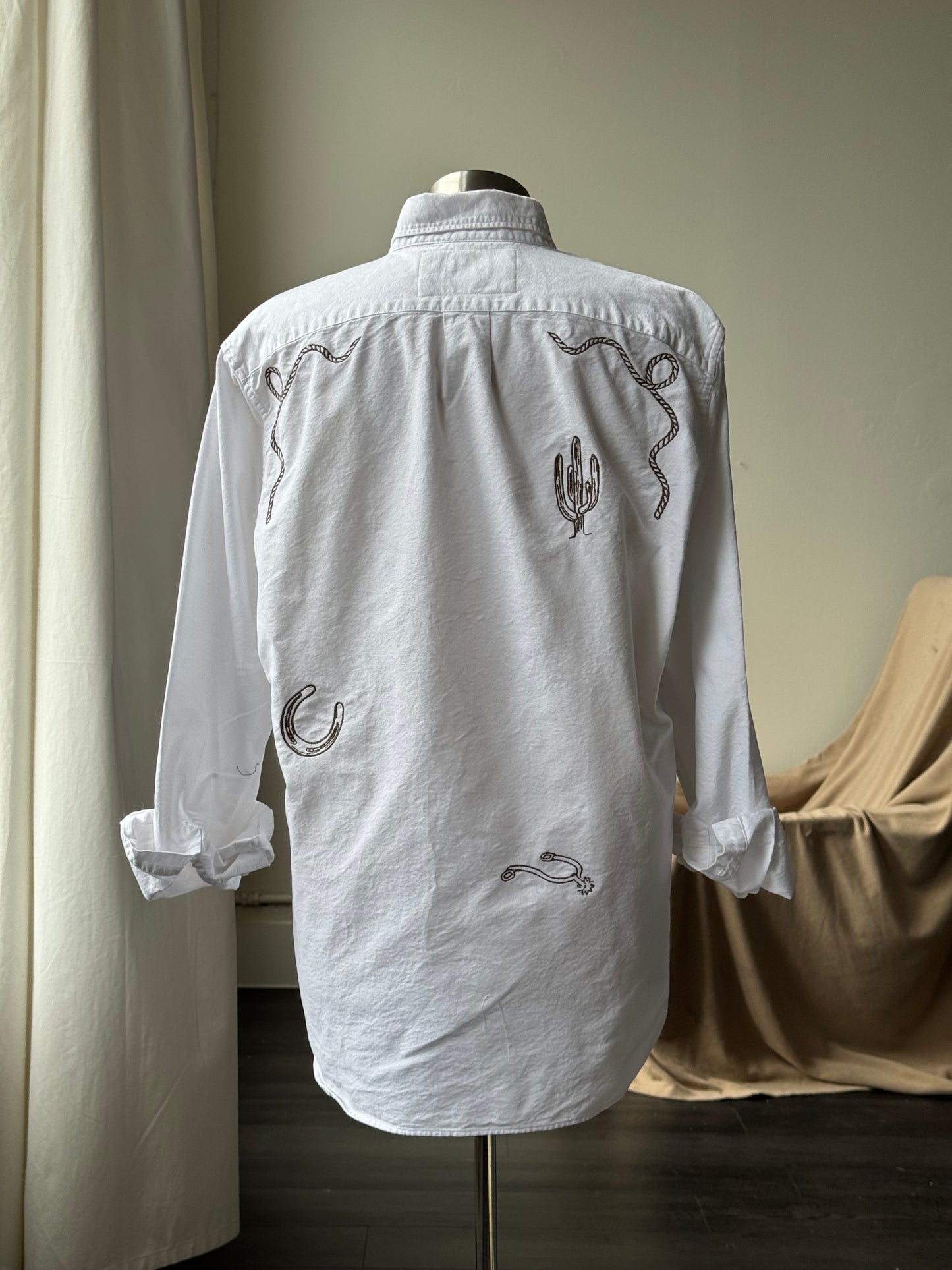 Jaxson Handcrafted Embroidered Button Down In White