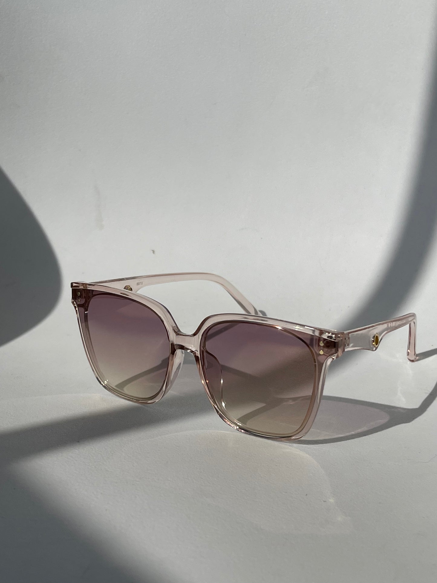 Susan 70s Style Double Stud Sunglasses In Plum