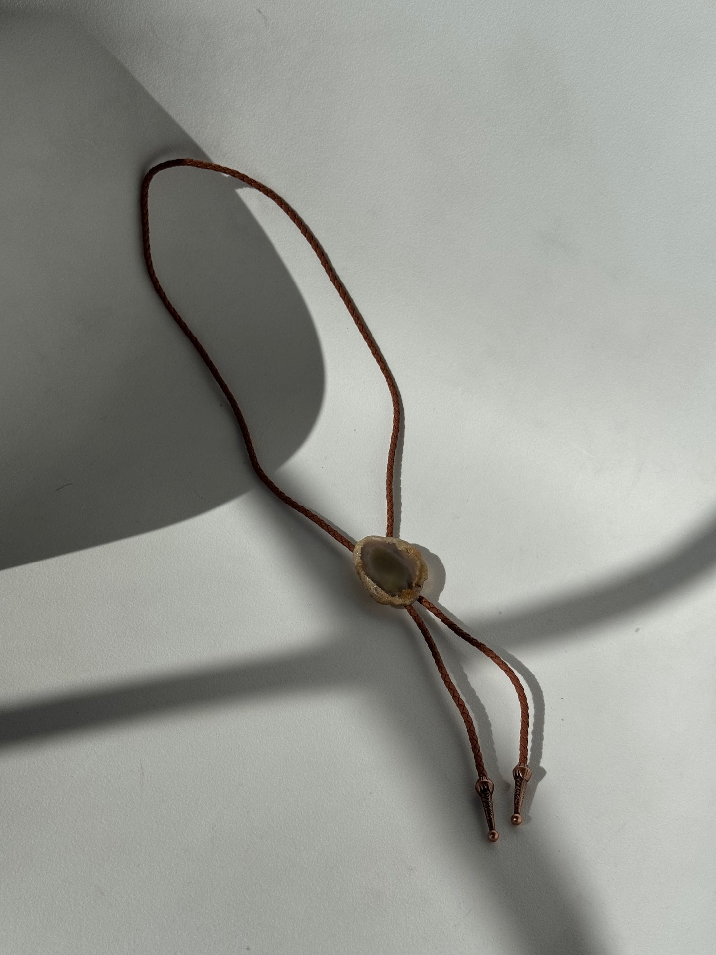 Handmade Agate Bolo Tie In Honey