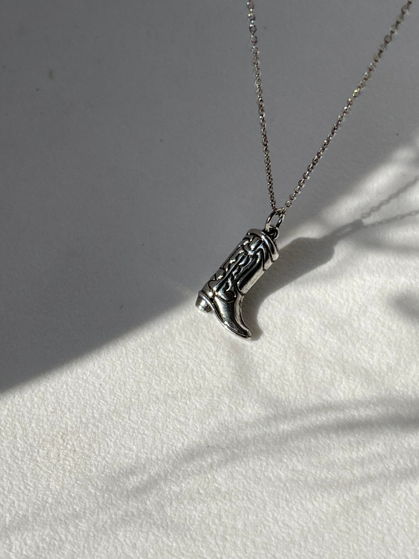 Cooper Classic Western Boot Necklace In Vintage Silver
