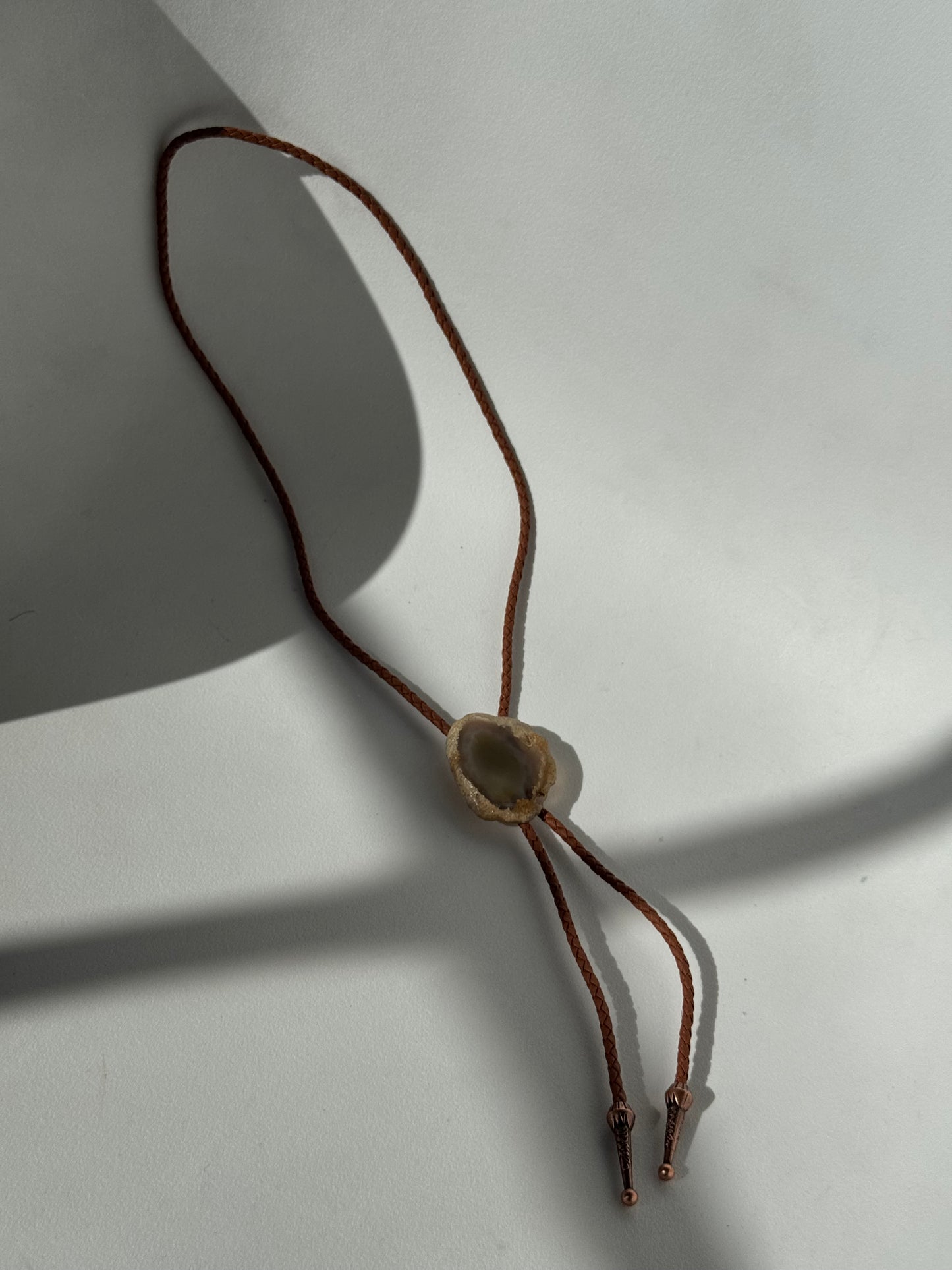 Handmade Agate Bolo Tie In Honey