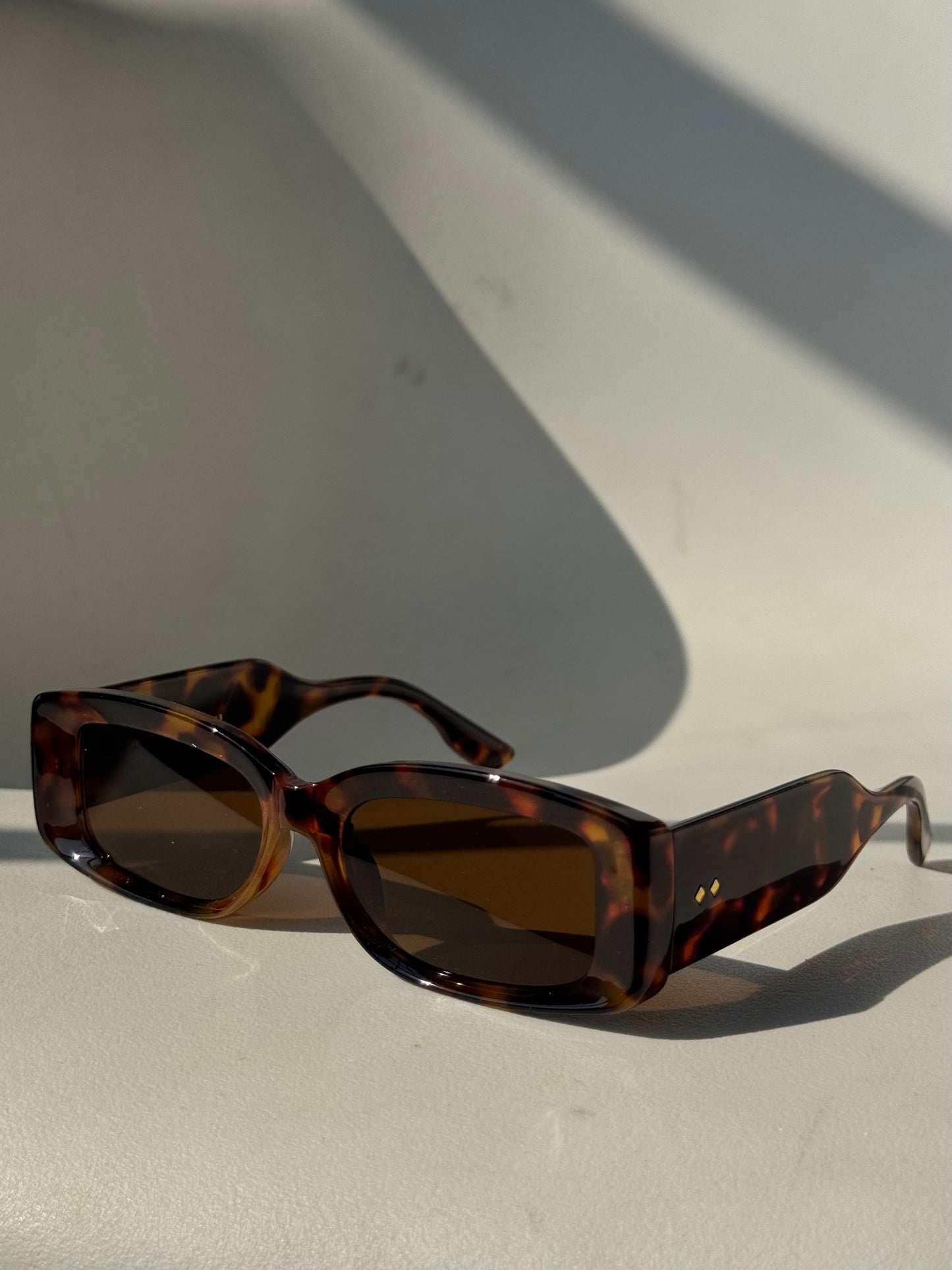 Shasta Square Double Stud Sunglasses In Tortoise