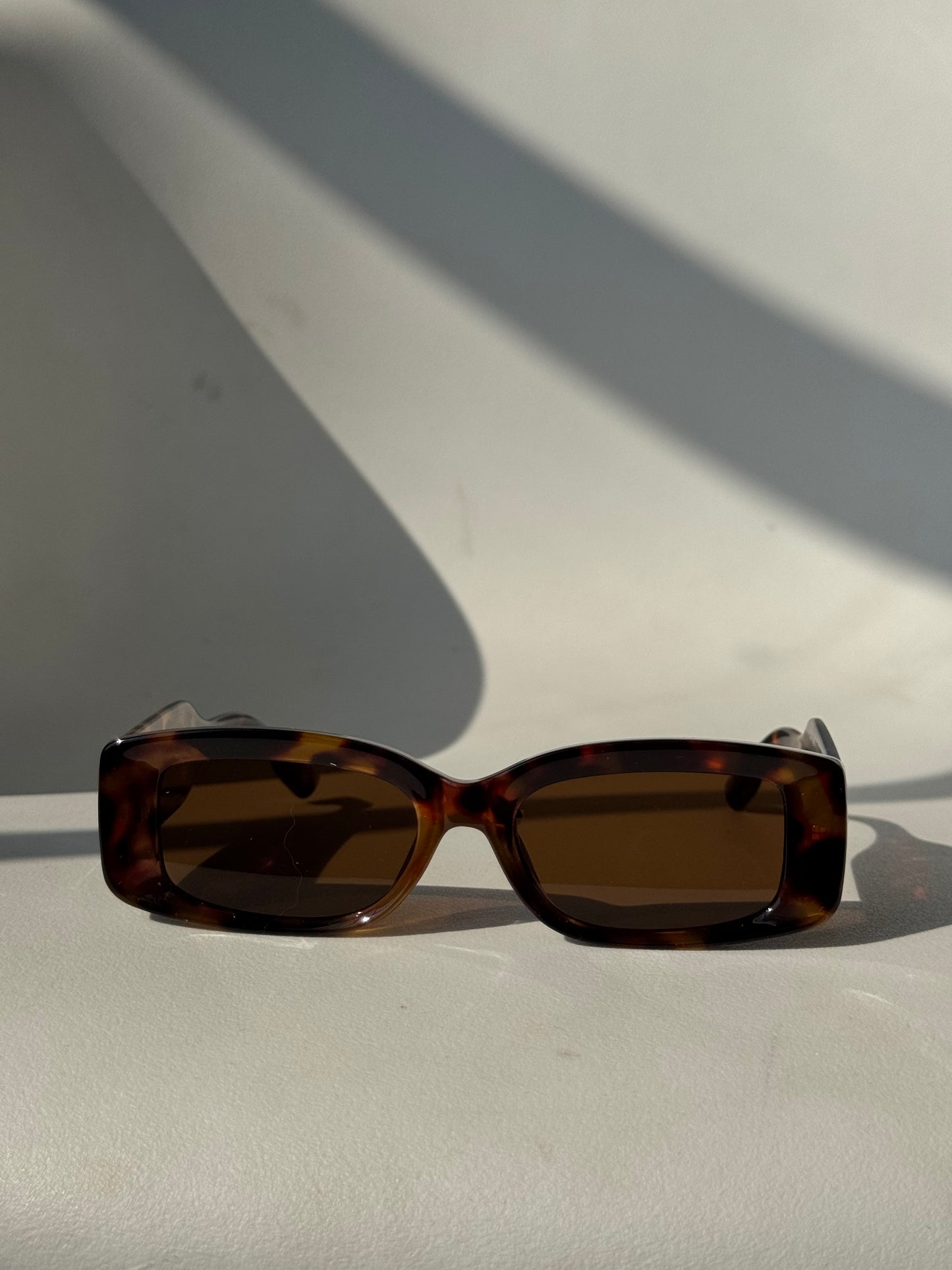 Shasta Square Double Stud Sunglasses In Tortoise