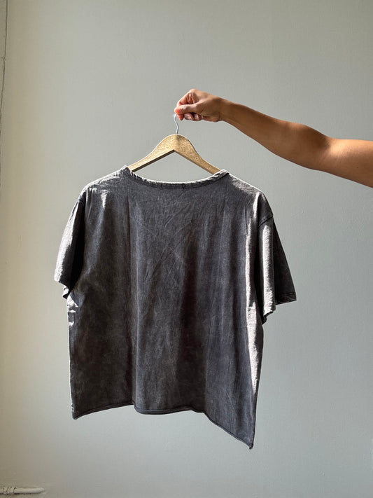 Sagan Cotton Boyfriend Crop Tee In Vintage Grey