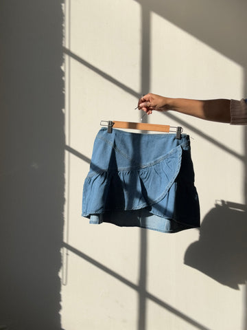 Kirsten Cowgirl Cut Denim Mini Skirt