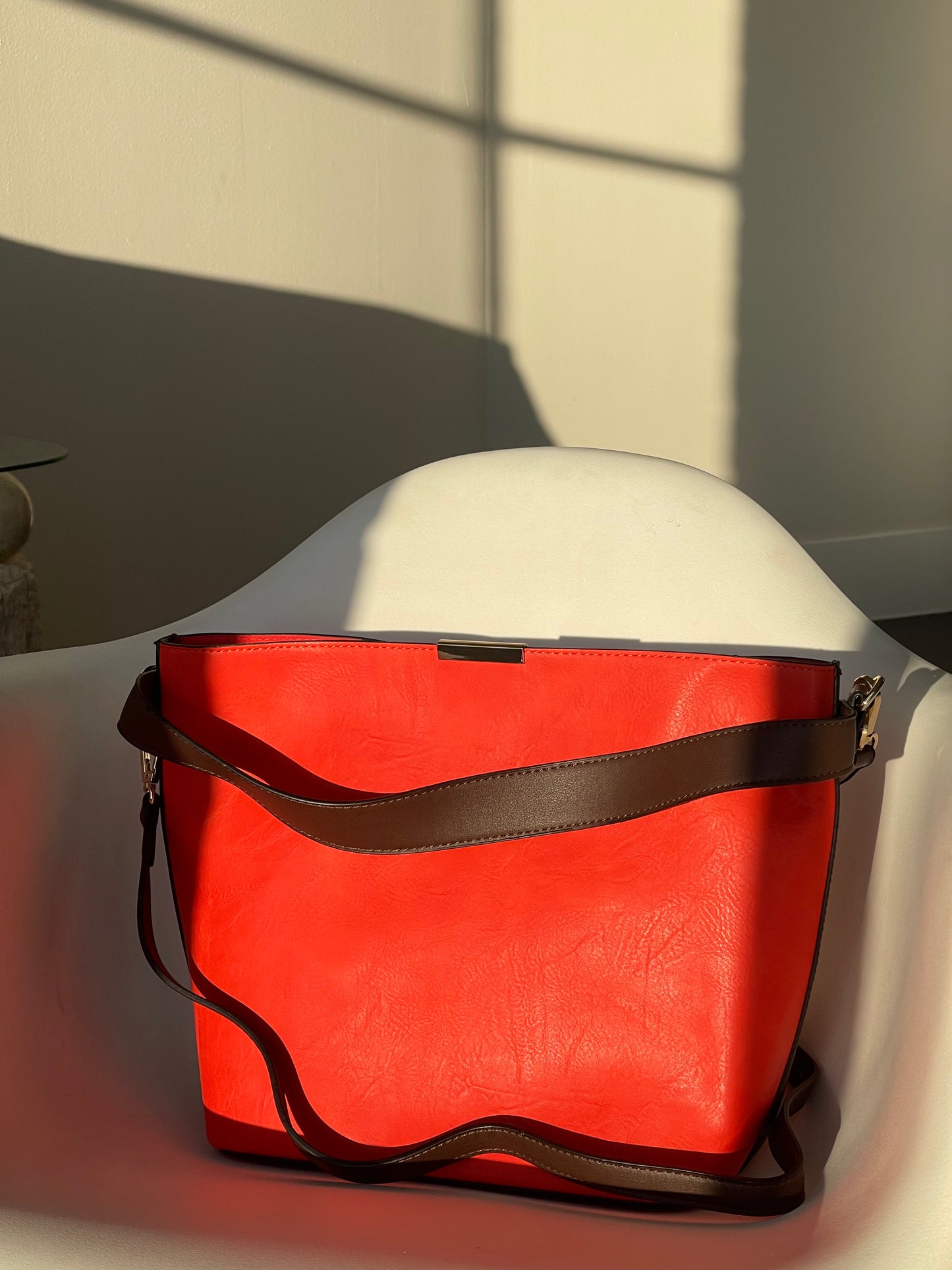 Bryan Utility Crossbody Vegan Leather Bag In Tomato