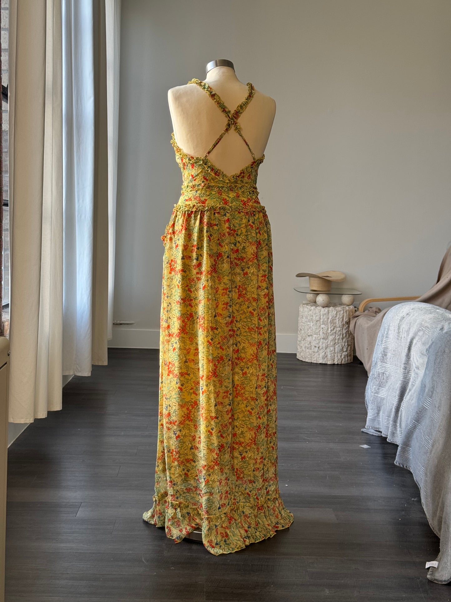 Samantha 70s Style Floral Maxi Dress In Summer