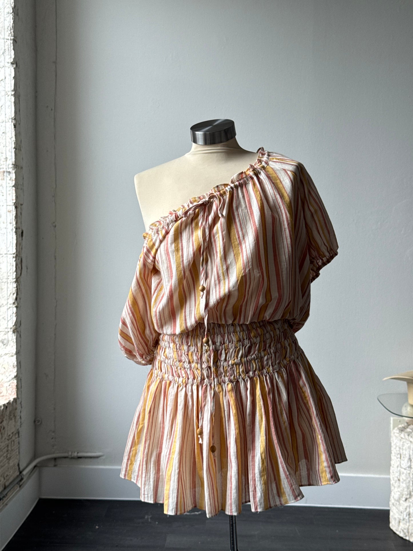 Amber Cotton Striped Top In Melon