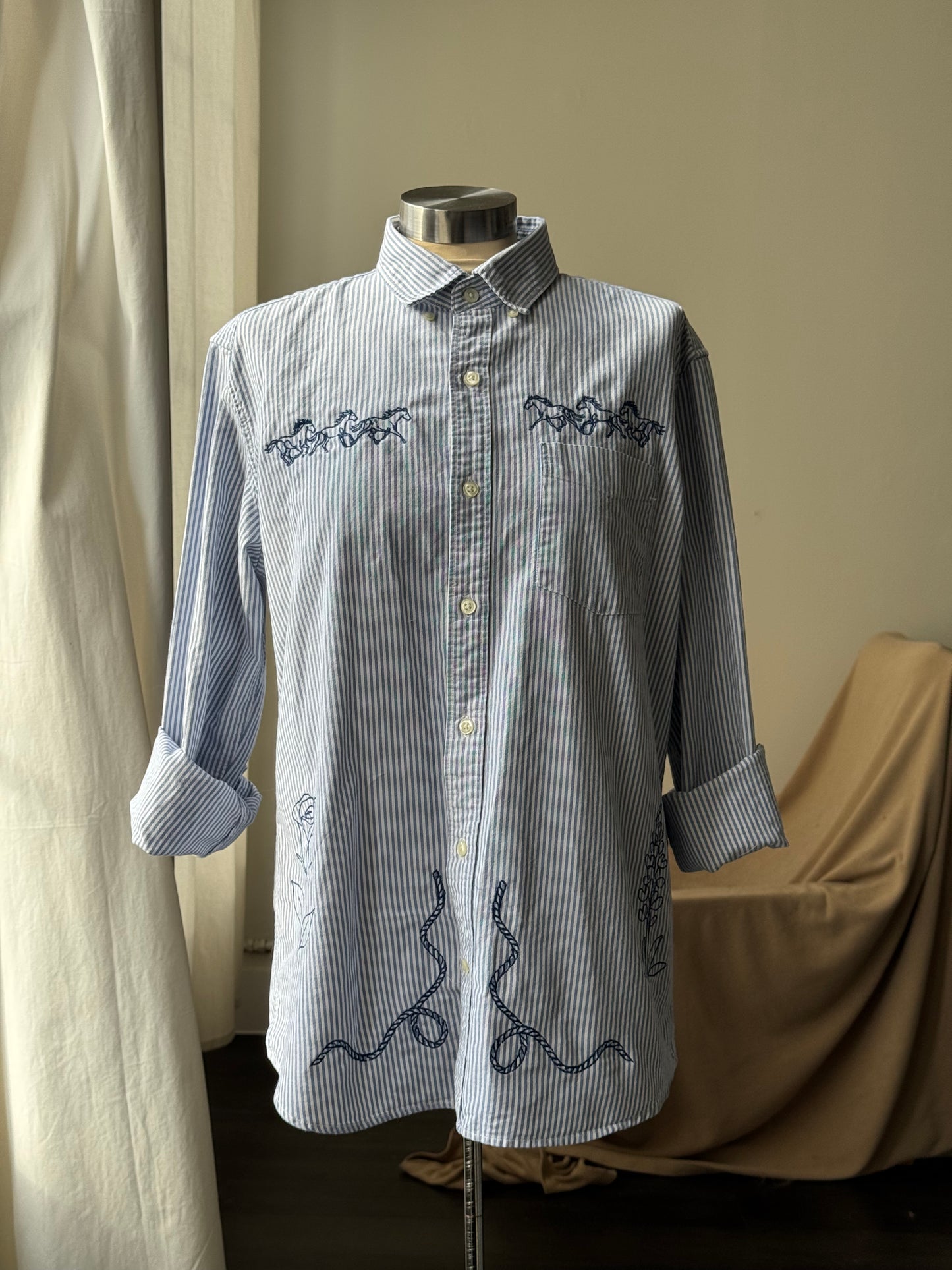 Jaxson Handcrafted Embroidered Striped Button Down