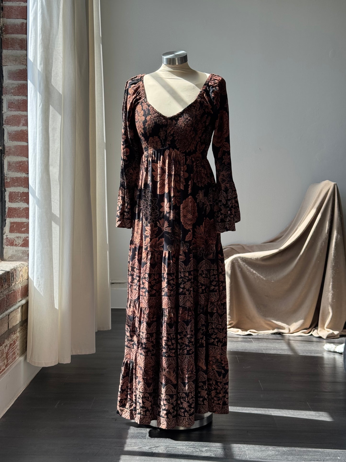 Denise Floral Maxi Dress In Fall