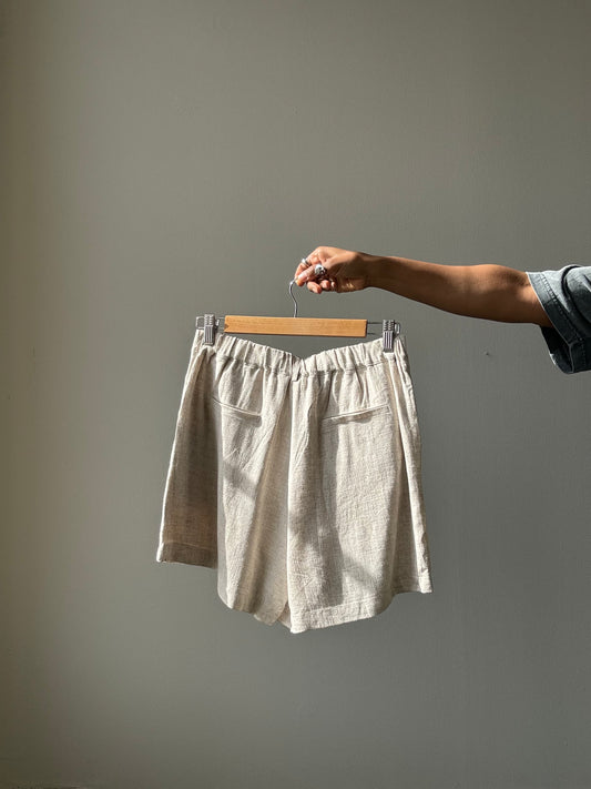 Laura Linen & Cotton Classic Shorts In Natural