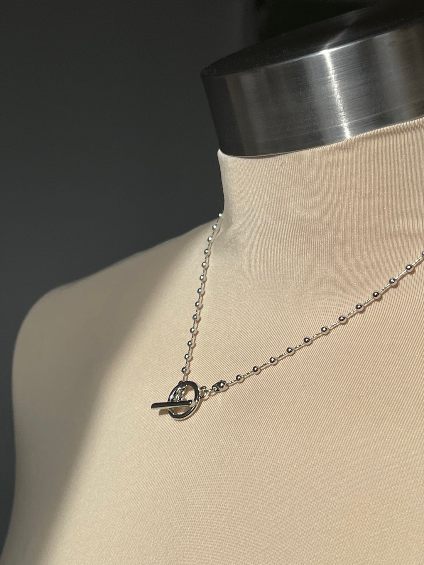 Tarry 14K White Gold Dipped Toggle Bead Necklace In Silver