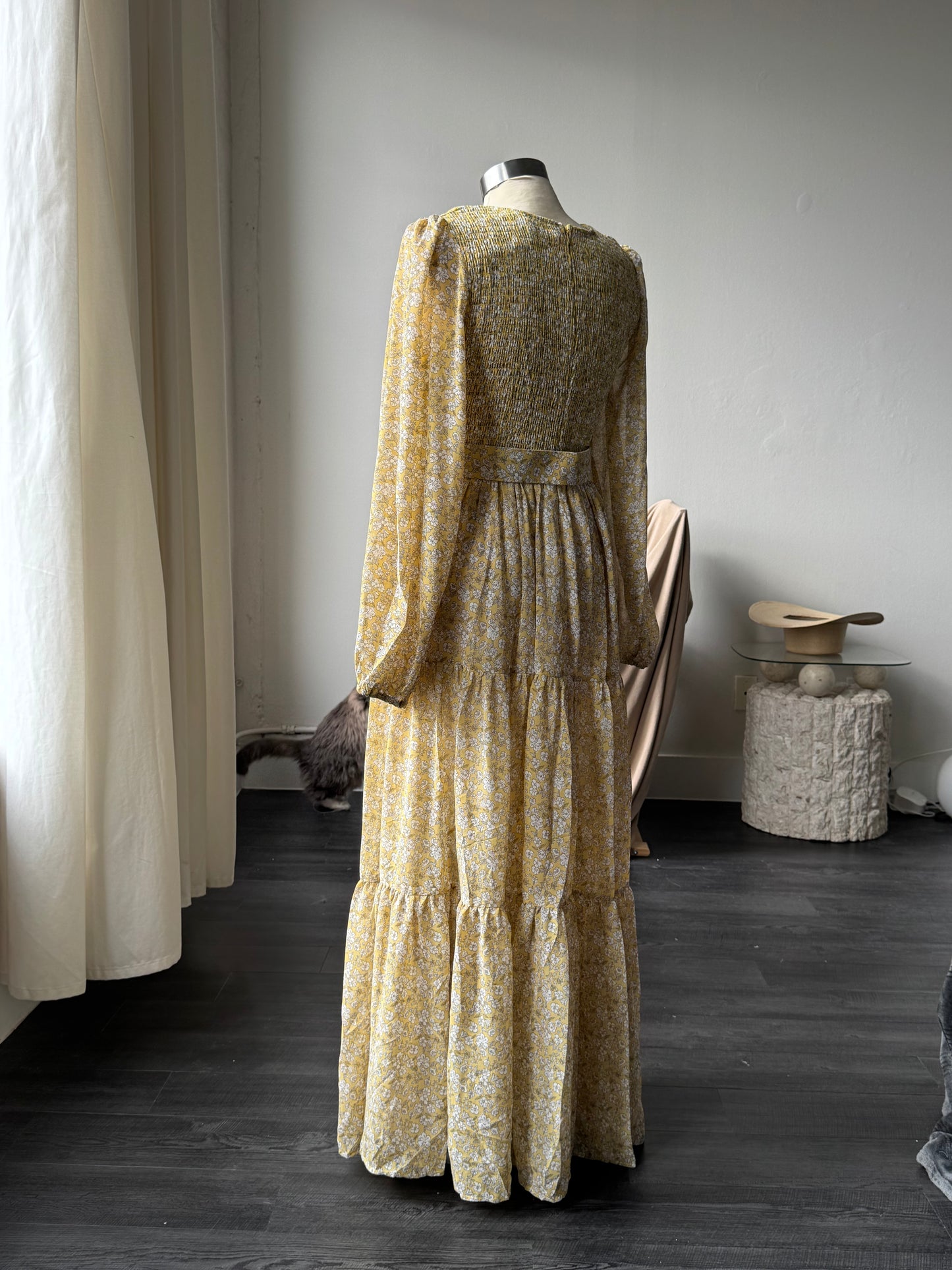 Melissa Floral Belted Maxi Dress In Blonde