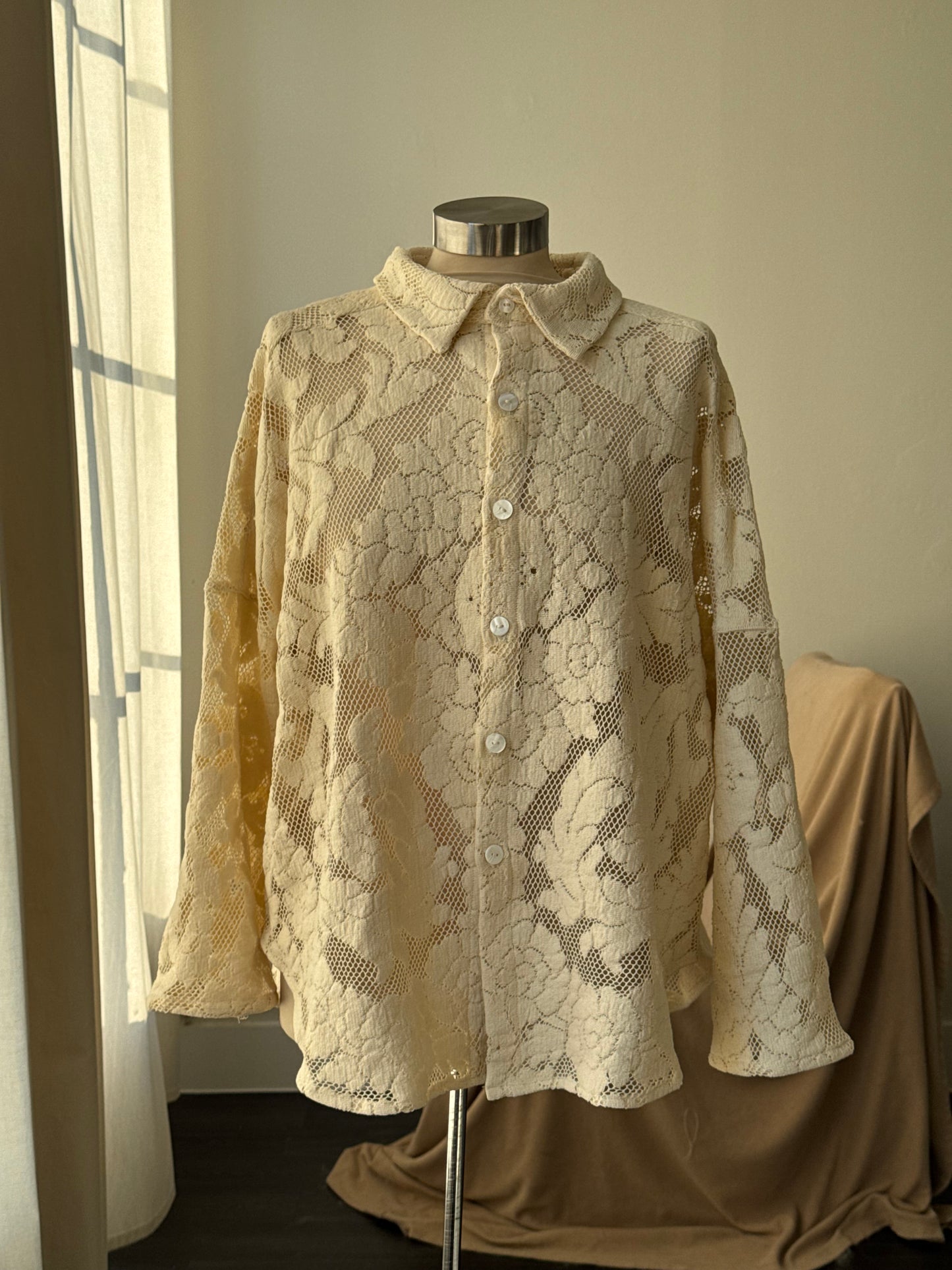 Ladell Handcrafted Vintage Shacket In Vanilla