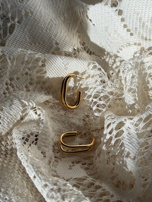 Sylvia 18k Stainless Steel Waterproof Classic Double Hoop Earring In Gold