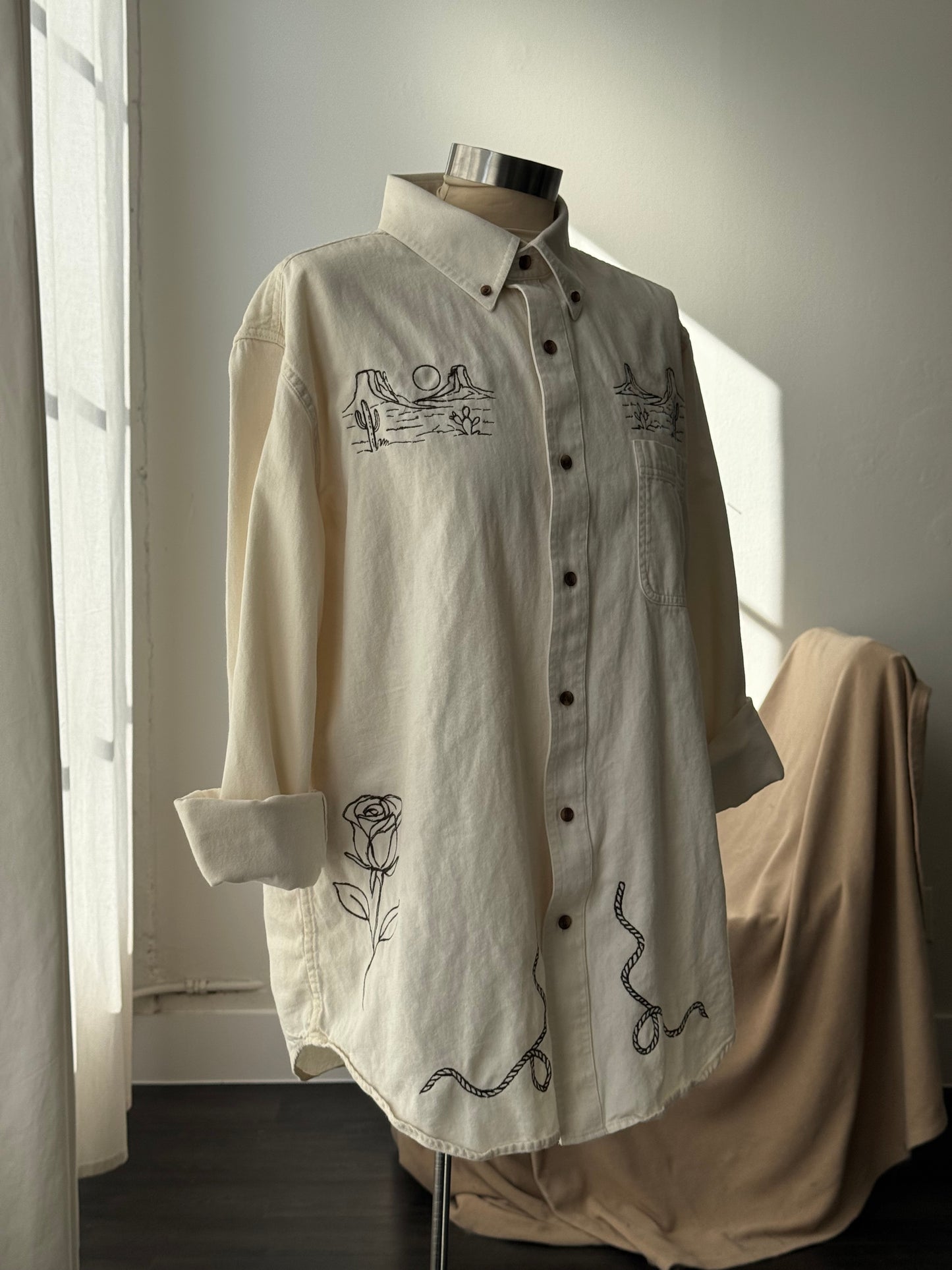 Jaxson Handcrafted Embroidered Shacket In Cream