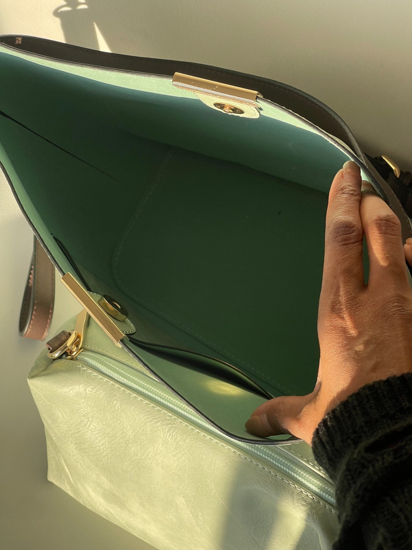 Bryan Utility Crossbody Vegan Leather Bag In Sage