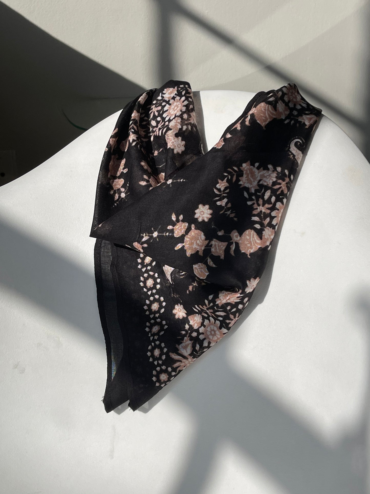 Coraline Ultra Soft Floral Bandana In Vintage Black