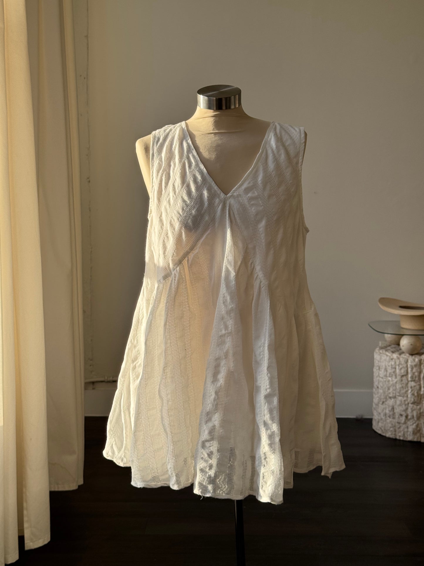Billie Cotton V Neck Mini Dress In White