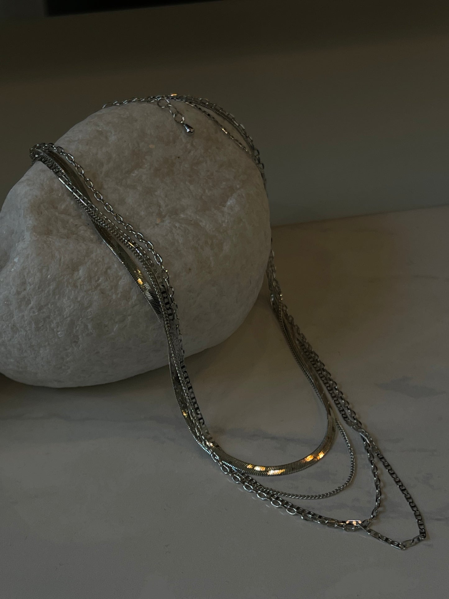 Morgan Multi Link Snake Chain Layered NecklaceIn Silver