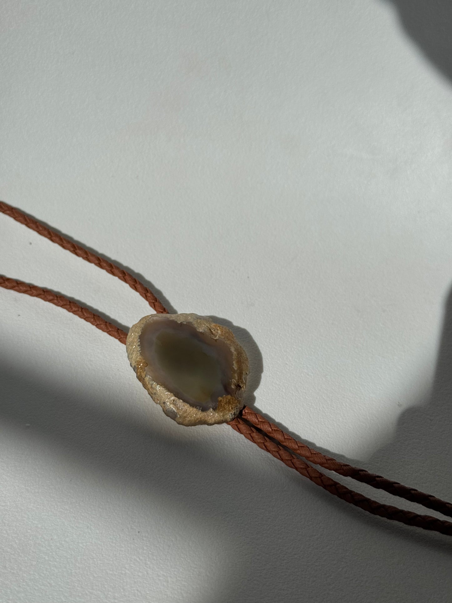 Handmade Agate Bolo Tie In Honey