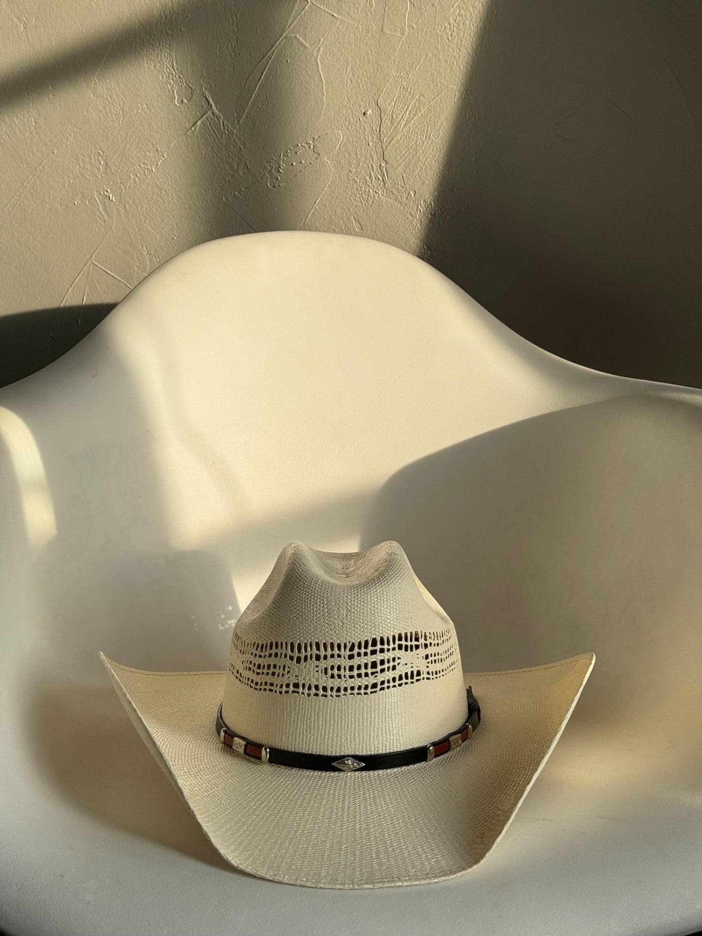 Shelby Classic Woven Straw Cowboy Hat W/ Leather Belt & Silver Studs