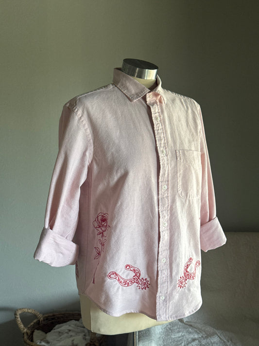 Lawrence Handcrafted Embroidered Cropped Button Down