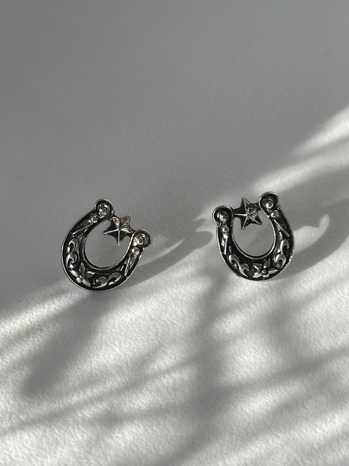 Lucky Western Horseshoe Stud Earring In Silver