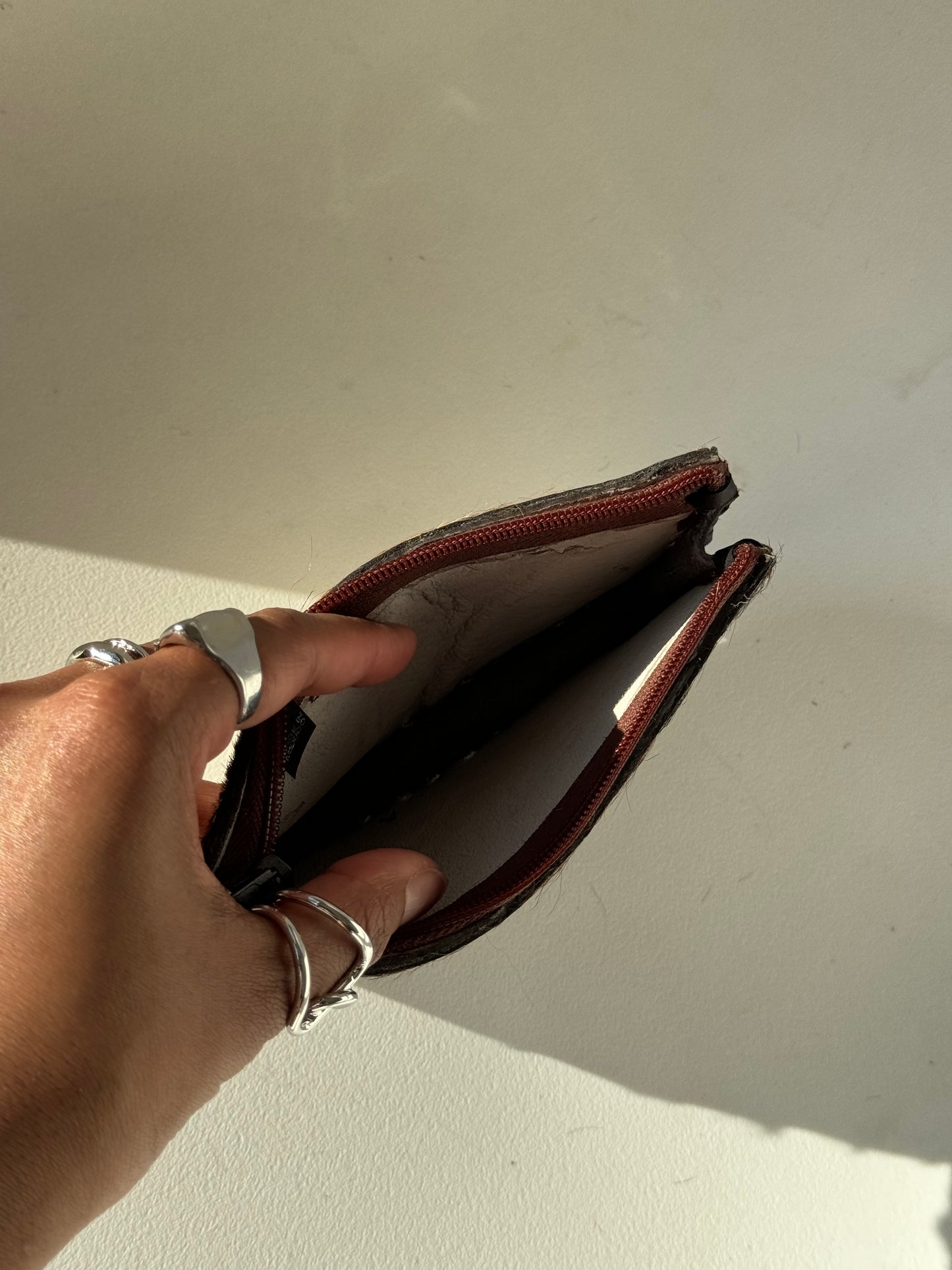 Elena Artisan Cowhide Two Tone Wallet Pouch