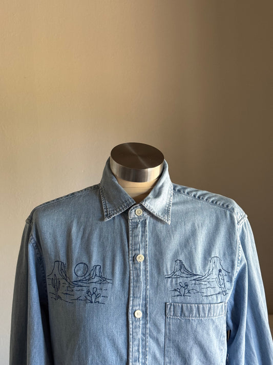 Jaxson Handcrafted Embroidered Denim Button Down