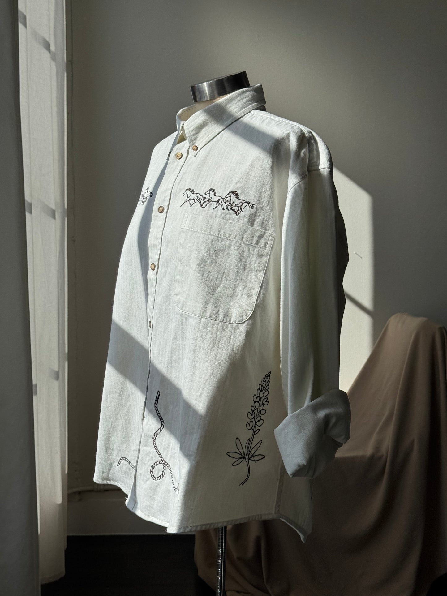 Jaxson Handcrafted Embroidered Shacket In Wild Horse